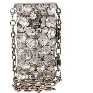 DOLCE & GABBANA Cross Body Silver Crystal Brass Crystal Purse